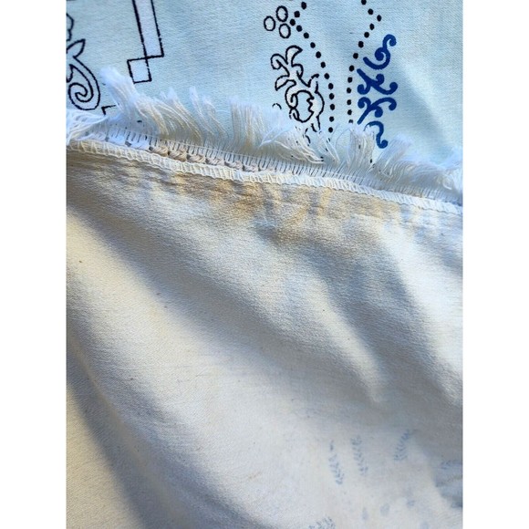 Alpha Ittech Tex Printed Blue Gray Silver Floral Tablecloth 85x53 Geometric Star - Picture 7 of 11